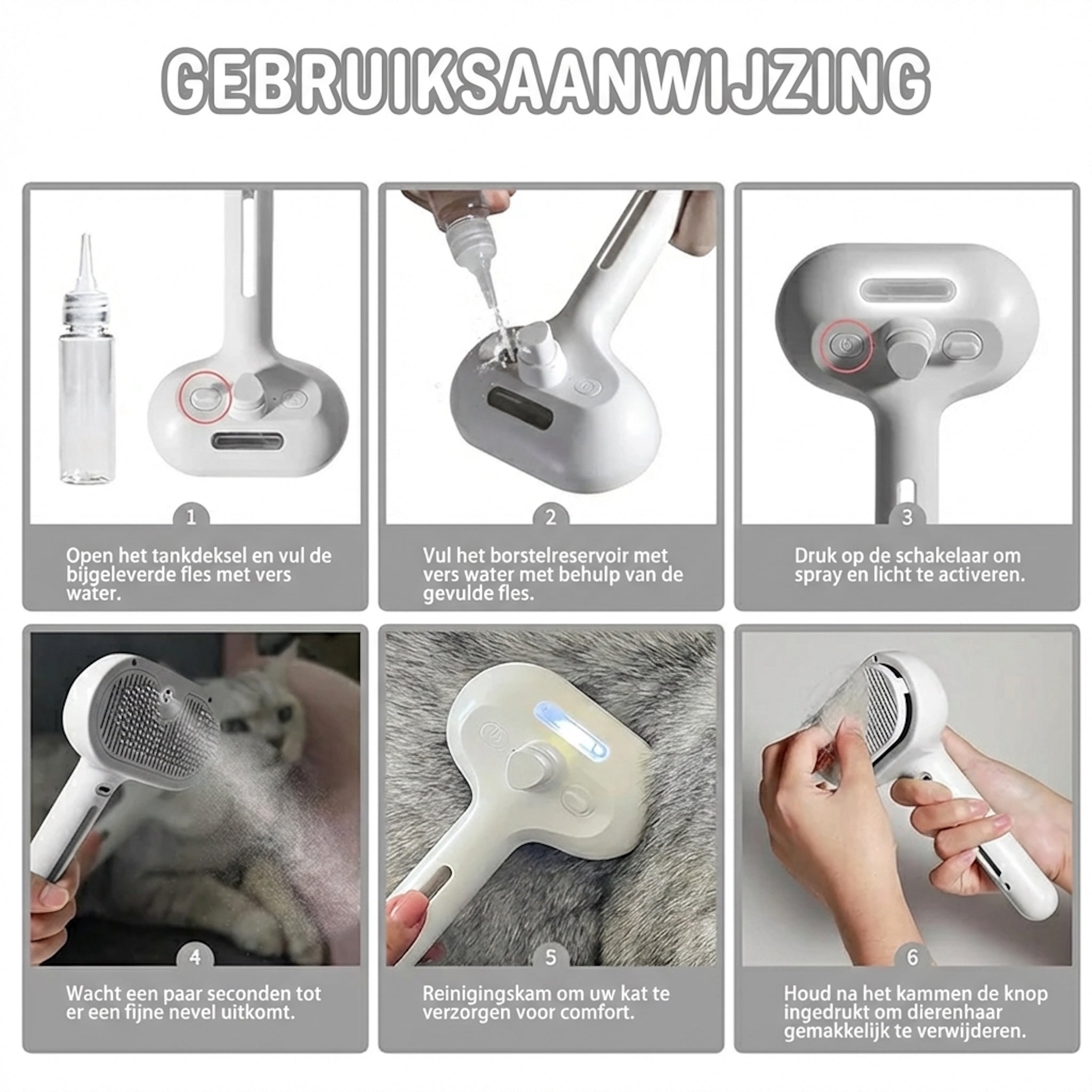 VachtVerzorger 3-in-1 Stoomborstel