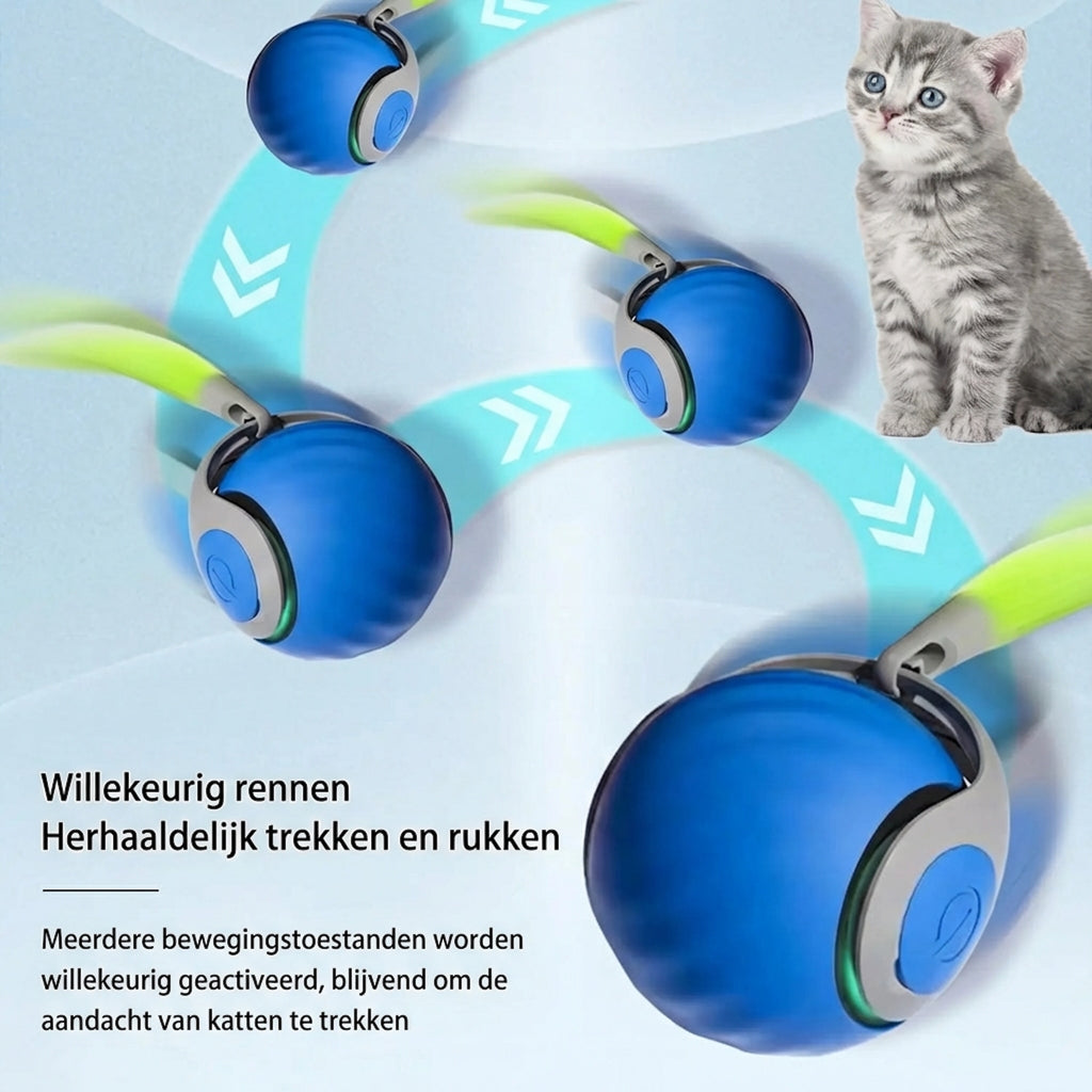 Slimme Interactieve Kattenbal - Automatisch Rollend Speeltje met Veren